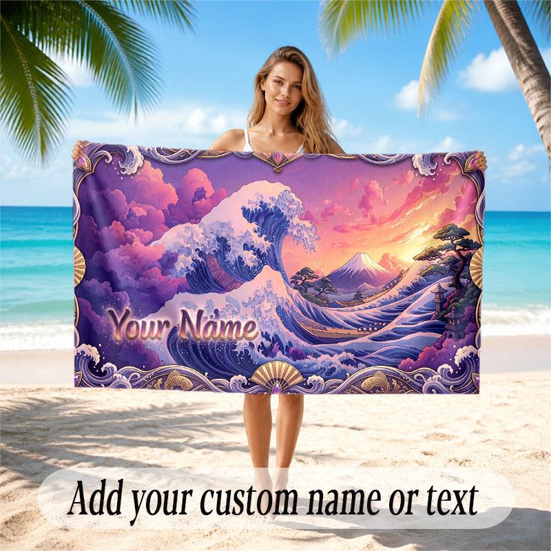 Octopus Sea Life Theme Soft Beach Towel Personalized Custom Name Text Towel Portable for Beach Pool Travel