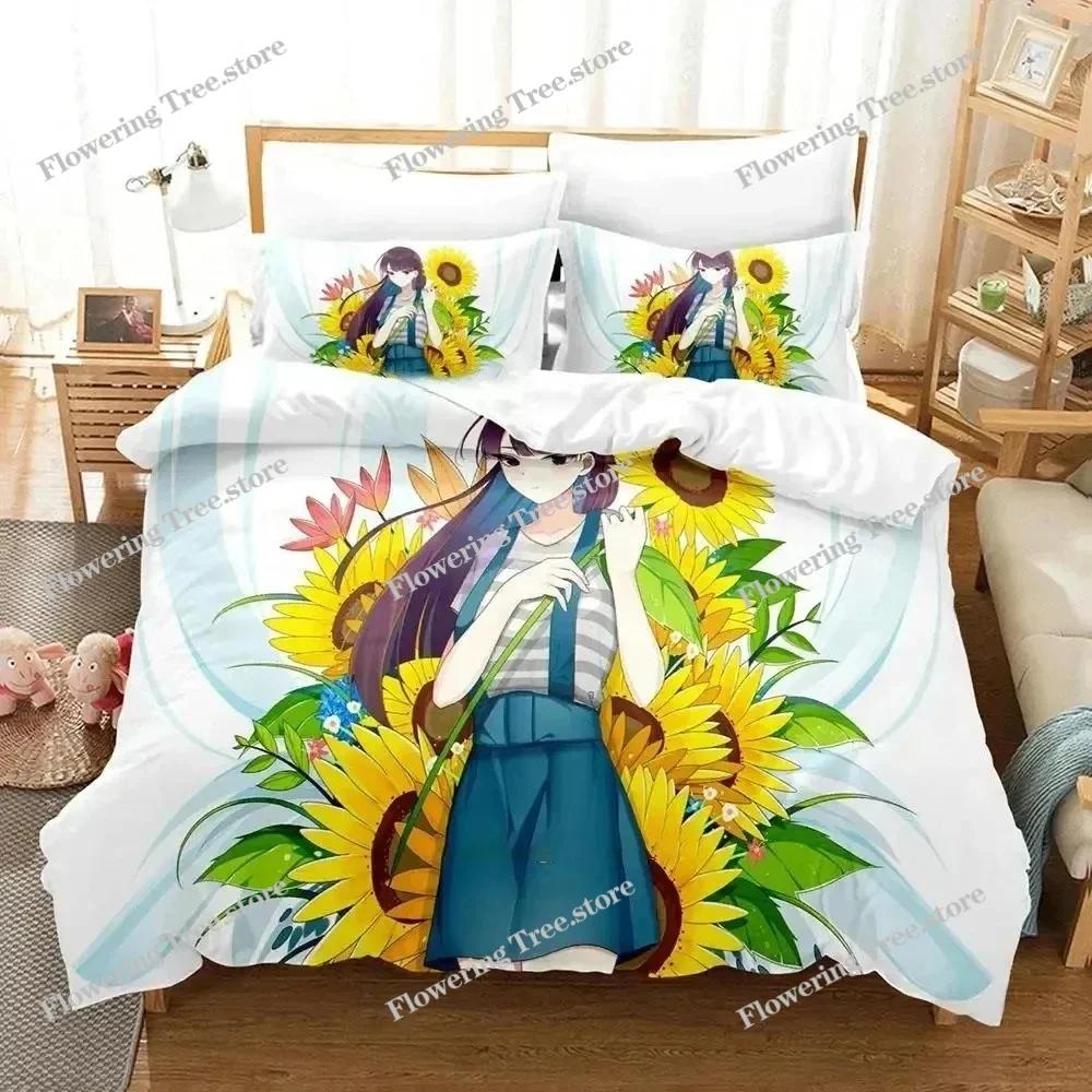 3d Anime Komi-san wa, Komyushou desu Bedding Set Boys Girls Twin Queen Size Duvet Cover Pillowcase Bed Kids Adult Home Textiles