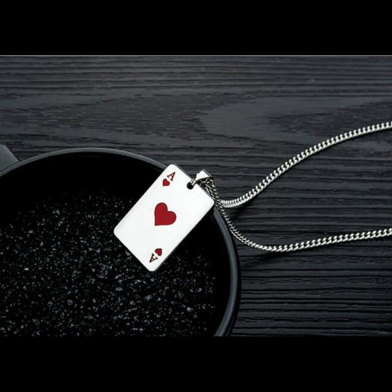 Titanový ocelový mužský náhrdelník Hip-hop piky Náhrdelník pro muže a ženy Osobní pokerový přívěsek