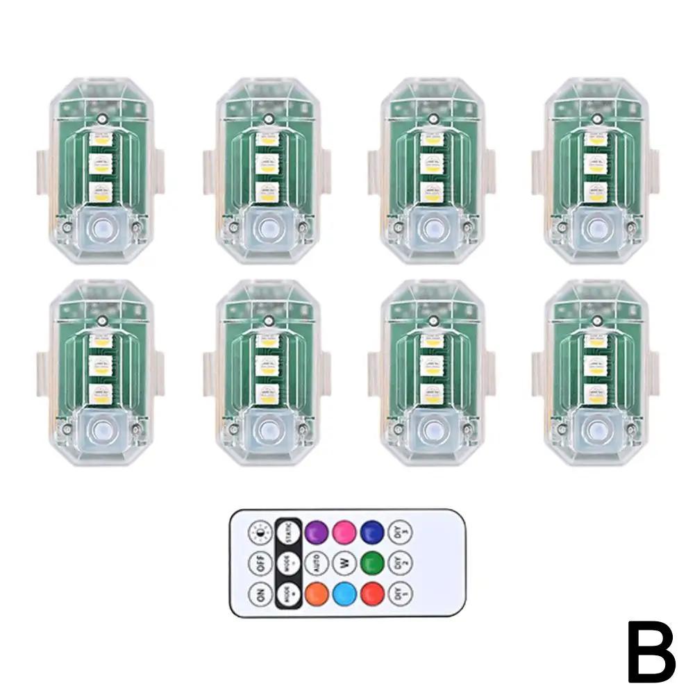 8 Colors Vehicle Decorative Lights Motorcycle/Car LED Light Remote Ver Lights Car Control DIY Modification Atmosphere Decor G9K3