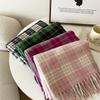 Versatile Imitation Cashmere Tassel Soft And Sticky Plaid Scarf For Women'S Winter Luxury New Fashionable Thickened Warm Shawl