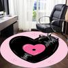 1pc Heart Vinyl Office Round Area Rug,  Mat Suitable For Office, Under Office Chairs Bedroom Living Room Home Decor, Room Deco