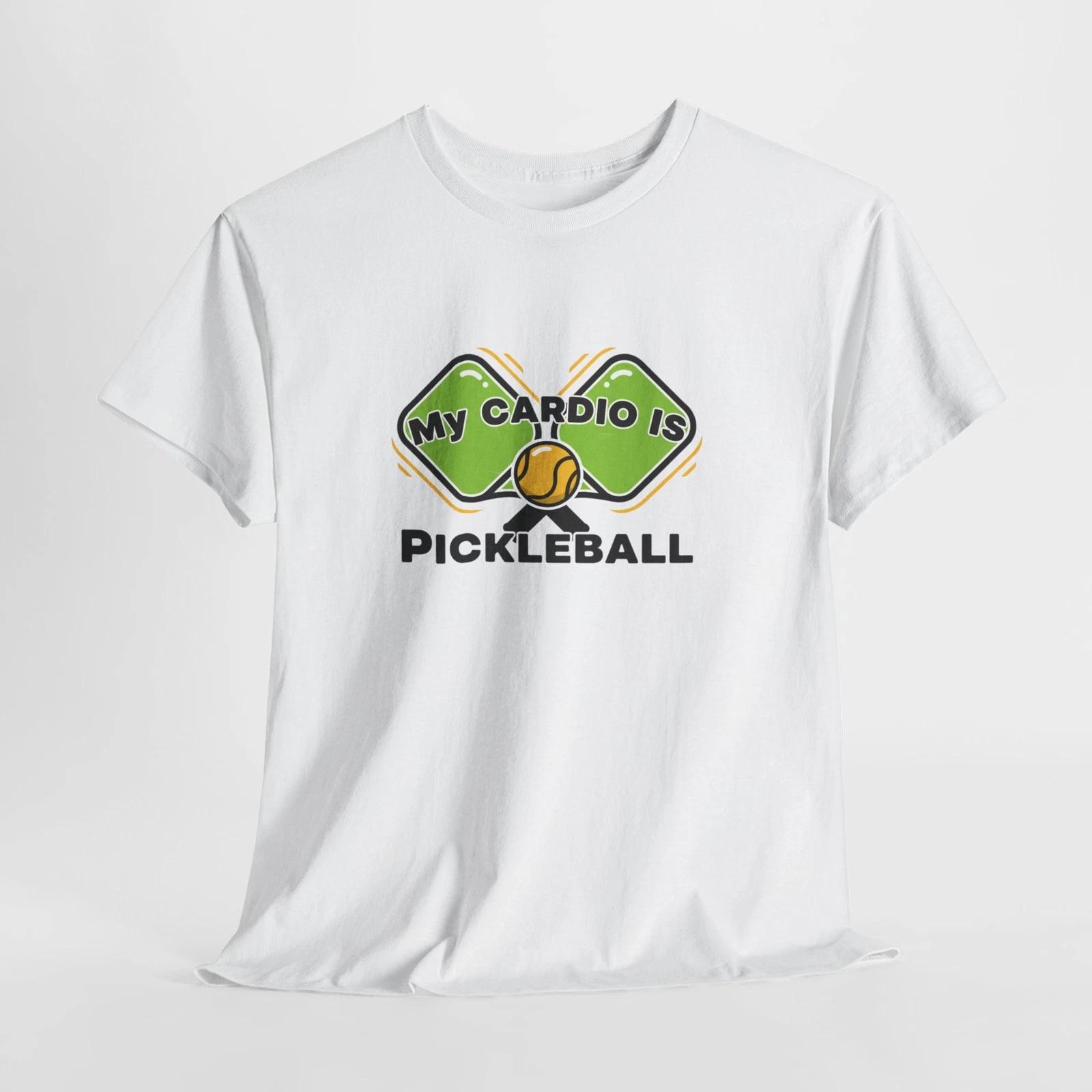 

My Cardio Is Pickleball Shirt Funny Pickleball 100% Cotton T-shirt Mens Tees Top Pickleball Player Gift S
