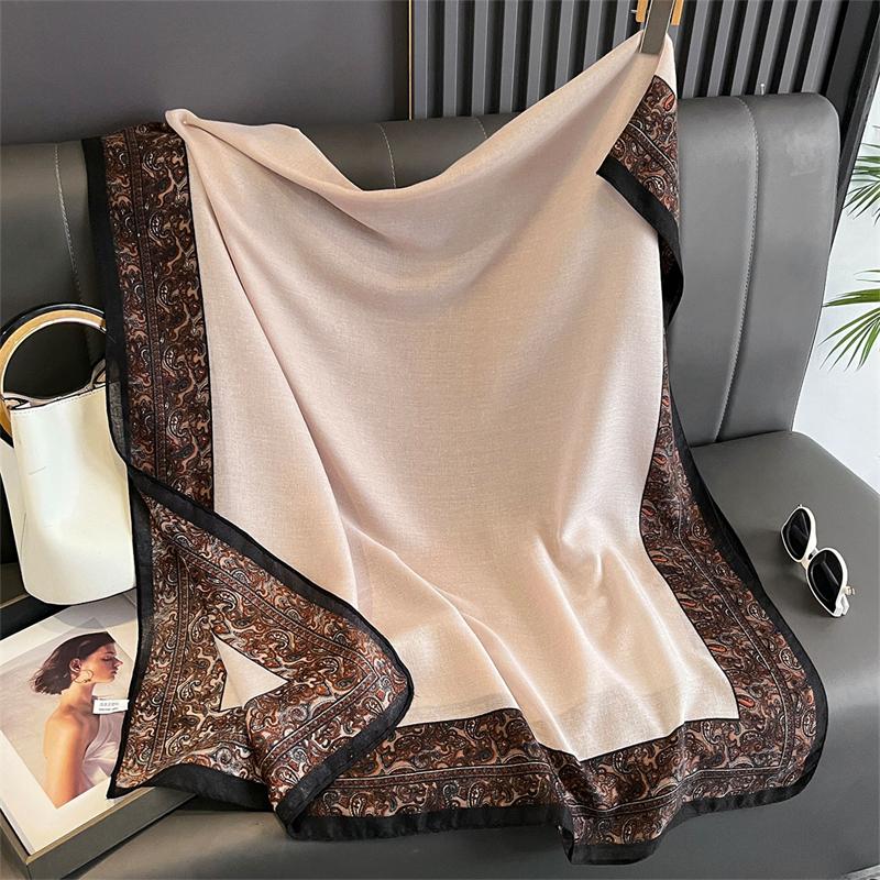 

New Spring Women Cotton Scarf Beach Hijab Shawls and Wraps Luxury Brand Flower Female Foulard Echarpe Designer Bandana 85x180cm