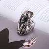 Men's Grim Reaper Scythe Skull Ring in Retro Titanium Steel