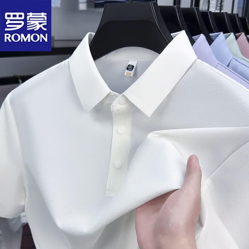 Romon Men s Ice Silk Short Sleeve Polo Shirt 56 3XL