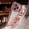 Electroplated Shockproof With Hand Strap Phone Case For Xiaomi Redmi Note 15 Pro Plus Note 14 Pro 5G 4G Transparent Soft Cover