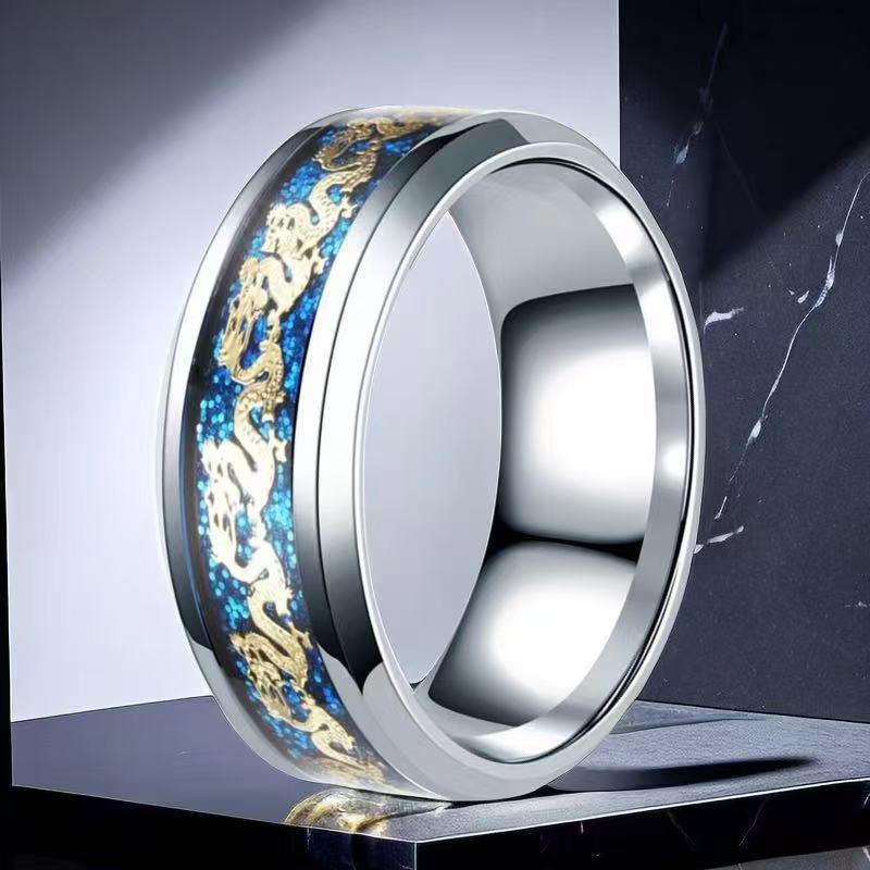 Men's 8mm Retro Titanium Steel Ring: Light Luxury, Niche Design