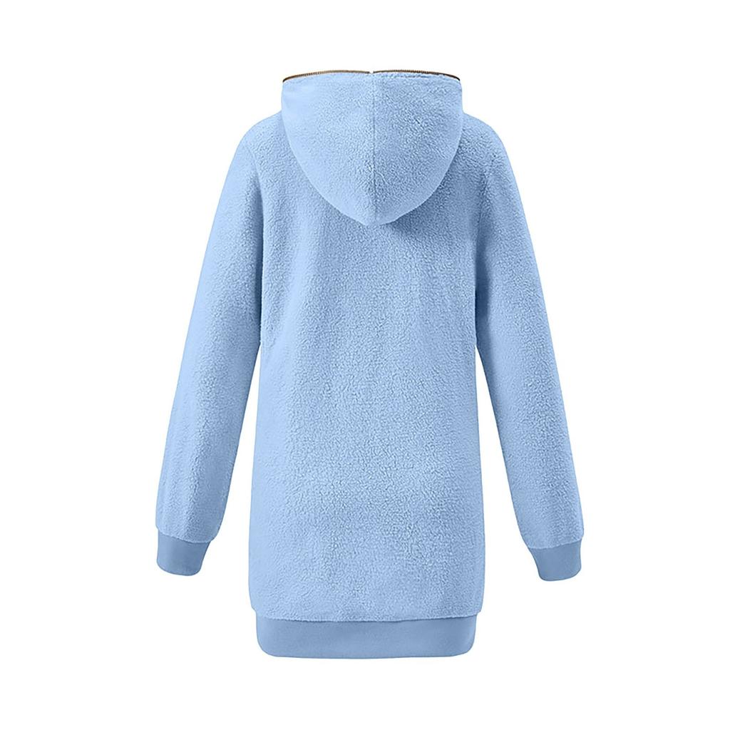 Manton supradimensionat pentru femei, cu glugă, cu fermoar, cardigan, cu buzunar