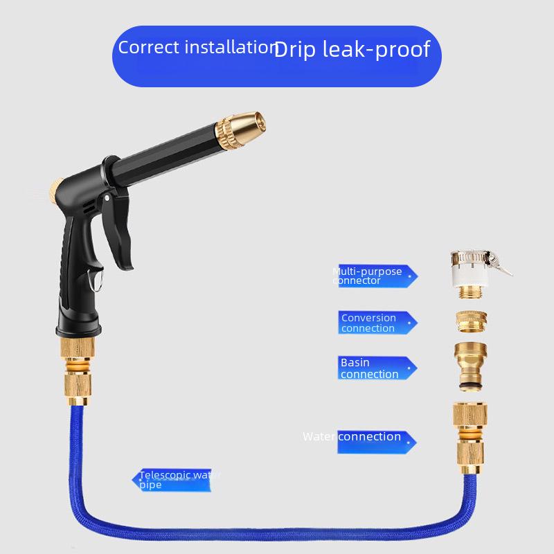 Dual-Purpose High-Pressure Car Washing Gun with Copper-Plated Nozzle and Long Rod