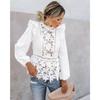 Cut-out Lace-Paneled Long-Sleeve Top2022 Cutout Lace Stitching Long Sleeves Tops