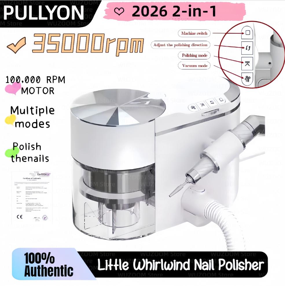 2026 New Design 2-in-1 200W-30000revolutions Electric Buit-in Dust Extractor Nail Drilling Tool for Manicure Pedicure Salon