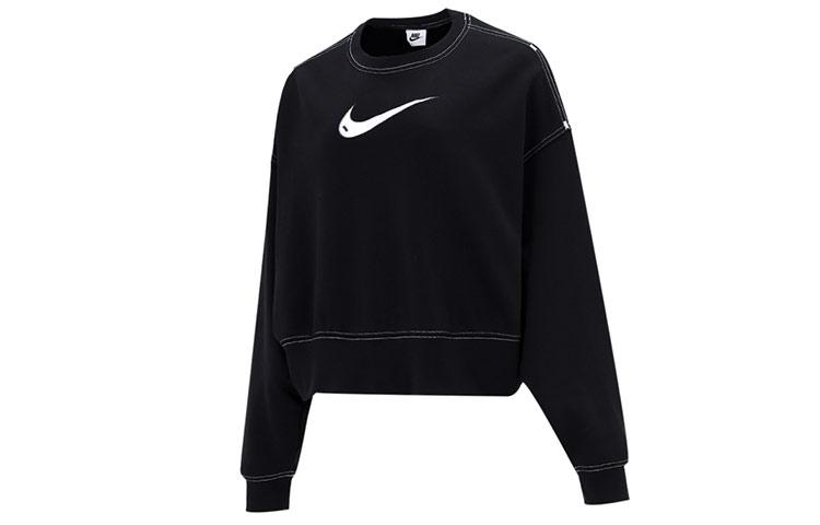 Nike Sportswear Swoosh Oversized Women s Fleece Crew-Neck Top Black DO7212-010 S