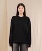 Ellamo Women'S Terry Basic Plain Pocket Oversized Sweatshirt [Black]