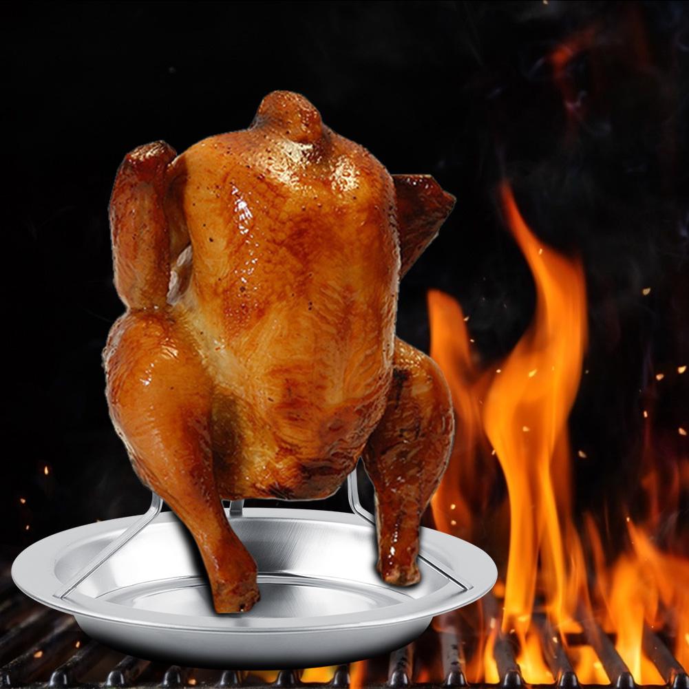 Chicken Roaster Rack Stainless Steel Beer Can Chicken Holder Vertical Roaster Rack Roasting Pan for Grill Oven BBQ