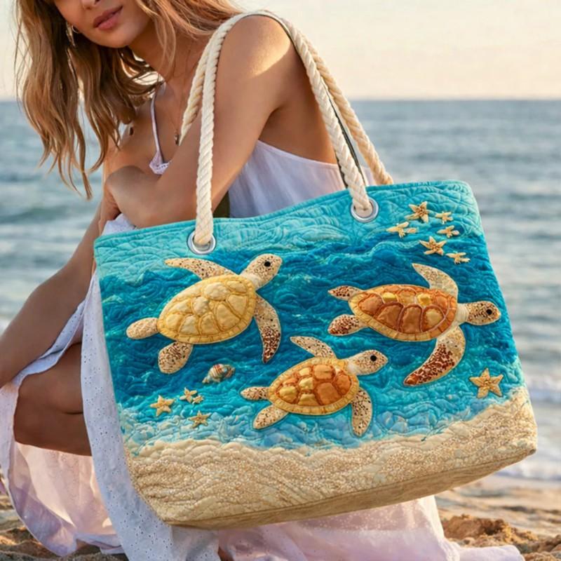 Große Schulter-Tragetasche Digitaldruck Gesteppt Strand Reise