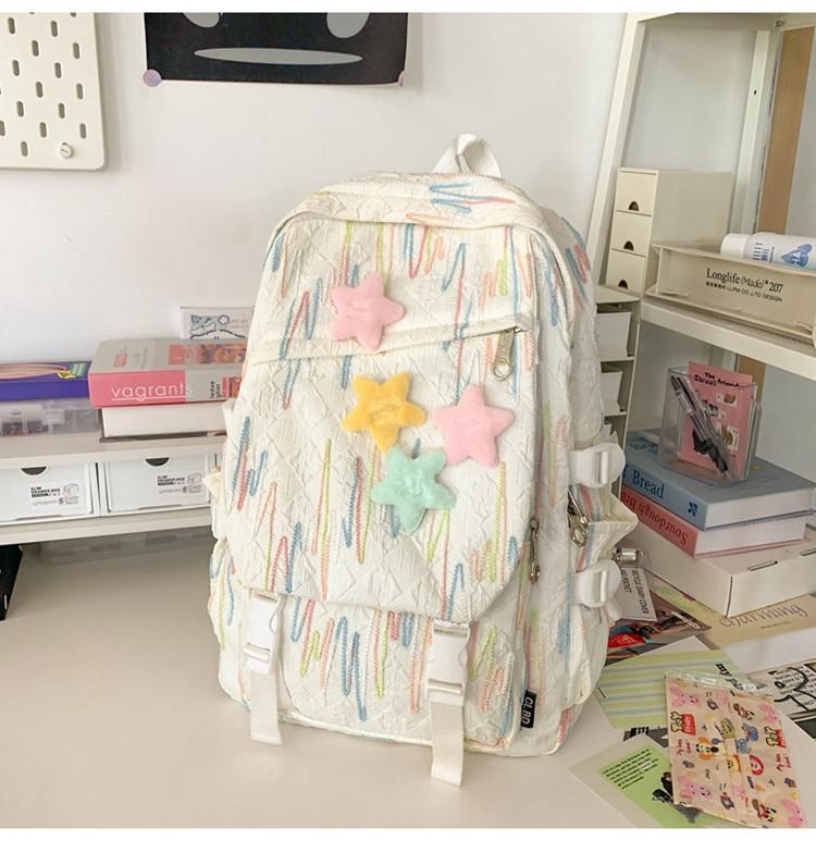 

Stylish Black Nylon Backpack For Middle School High School College Students With Comfortable Shoulder Straps білий