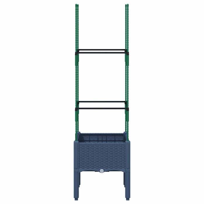 VidaXL Jardinière avec Treillis, Bac à Fleurs, Pot à Plantes, Boîte à Fleurs Jardin Terrasse Patio Extérieur, Bleu Gris 367946