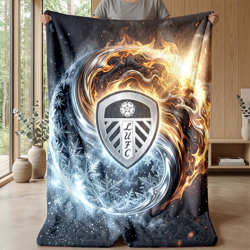 Coperta in Flanella con Stampa Leeds United, Morbida Calda Leggera Coperta da Divano Letto Campeggio