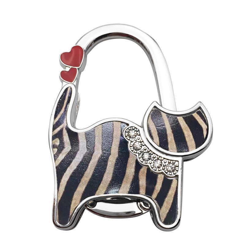 Two-heart Cat Bag Hook: Customizable Logo, Inner-Folding Table Edge Hook for Ladies