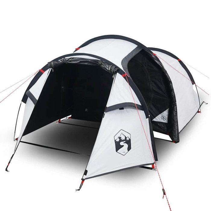 VidaXL Camping Tent 4 Person, Shade Tent with Bag, Portable Awning with Sidewalls for Hiking, White 94393