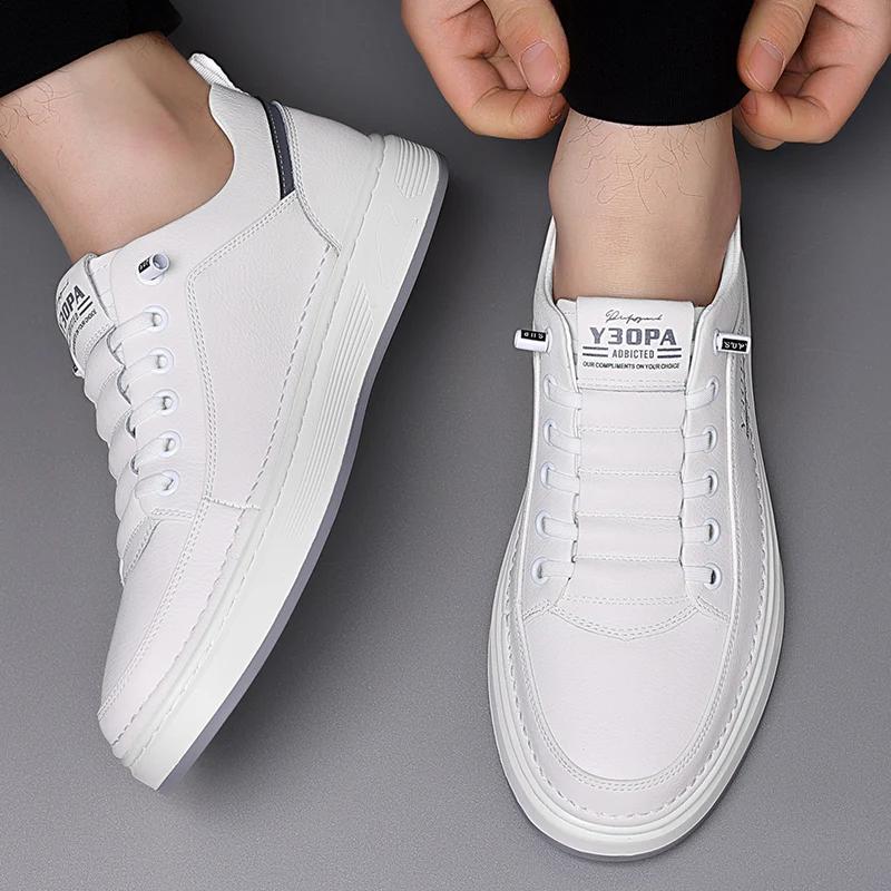 High Quality Skate Shoes Men 2024 Hot Sale Men Casual Walking Shoes Stylish Men's Vulcanize Shoes Genuine Leather Men's Footwear