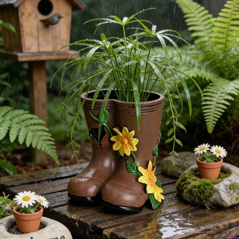 Boot Vases Boot Planter Rustics Farmhouse Flower Pot Outdoor Decorative Plant Pot Bucket for Wedding,Gardens Home Decors