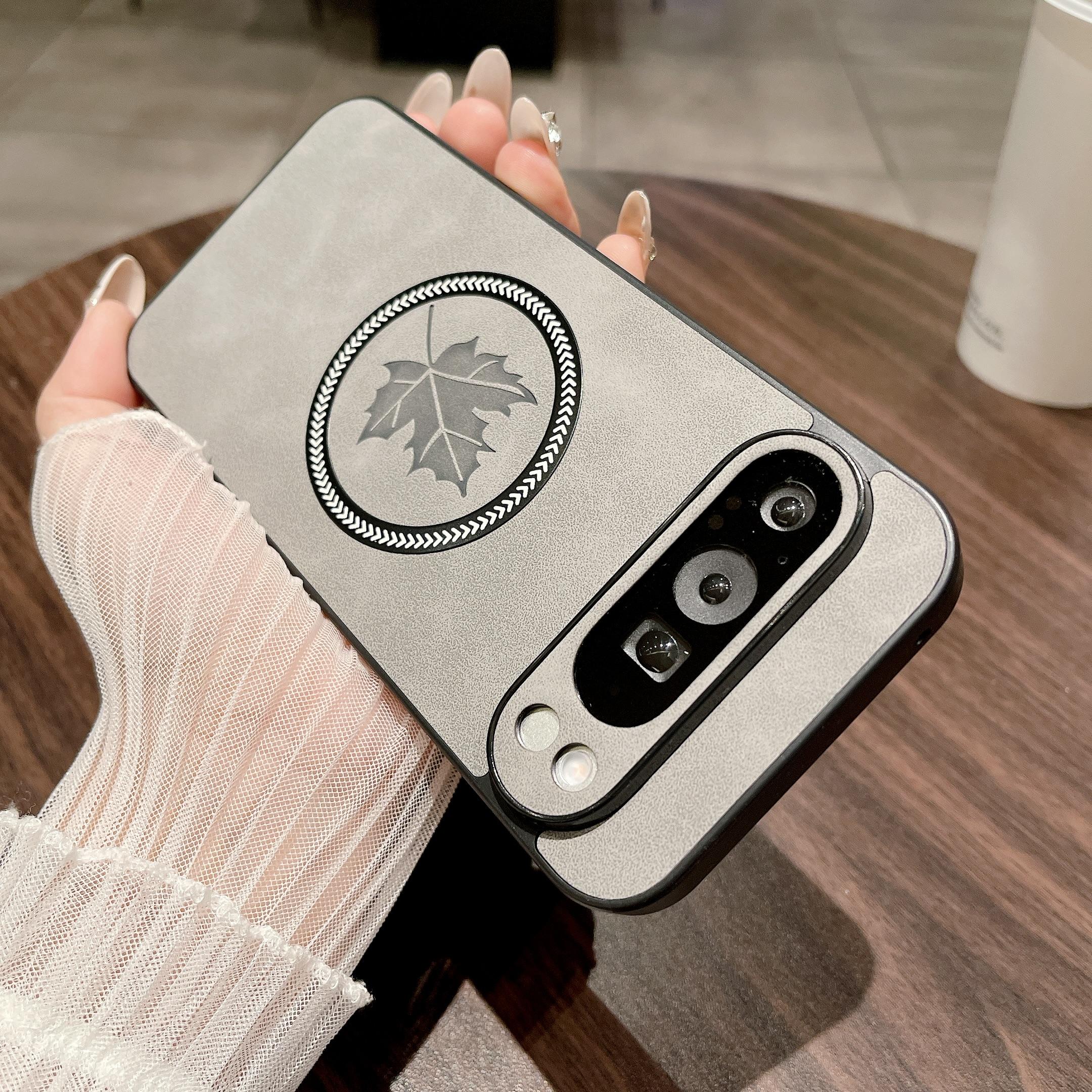

Luxury Leather Maple Leaf Phone Case for Google Pixel 7 7A 8 8A 9 9A 10 Pro XL For Magsafe Magnetic Wireless Charging Back Cover Google Pixel 7