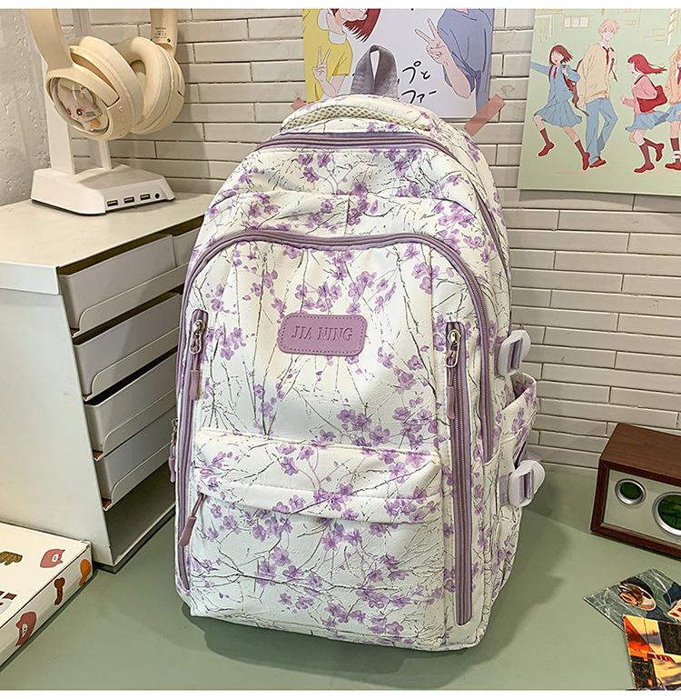 New Sweet Girl Backpack Waterproof Primary School Junior High School Student Schoolbag Printed Bamboo Literary Chinese Style Backpack