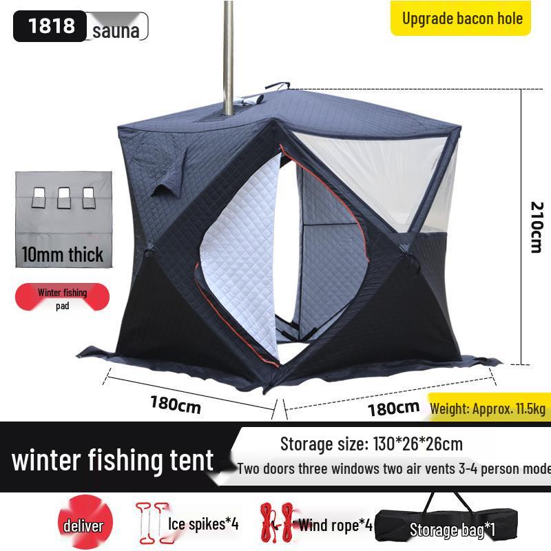 Large Pentagonal Ice Fishing Tent with TPU Window for Winter Camping - Thickened for Warmth and Cold Protection