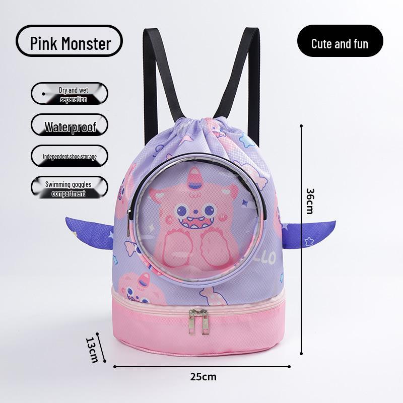 Adorable Cartoon Waterproof Kids' Swim Bag - Lightweight Sports & Travel Backpack for Clothing