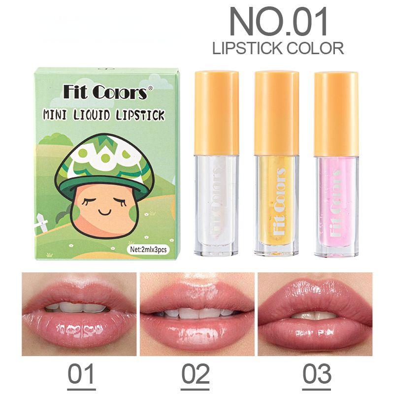 Lip Three-piece Set Moisturizing Matte Lip Plumping Liquid Lip Oil Matte Non-stick Cup Lip Gloss Lipstick Christmas Gift