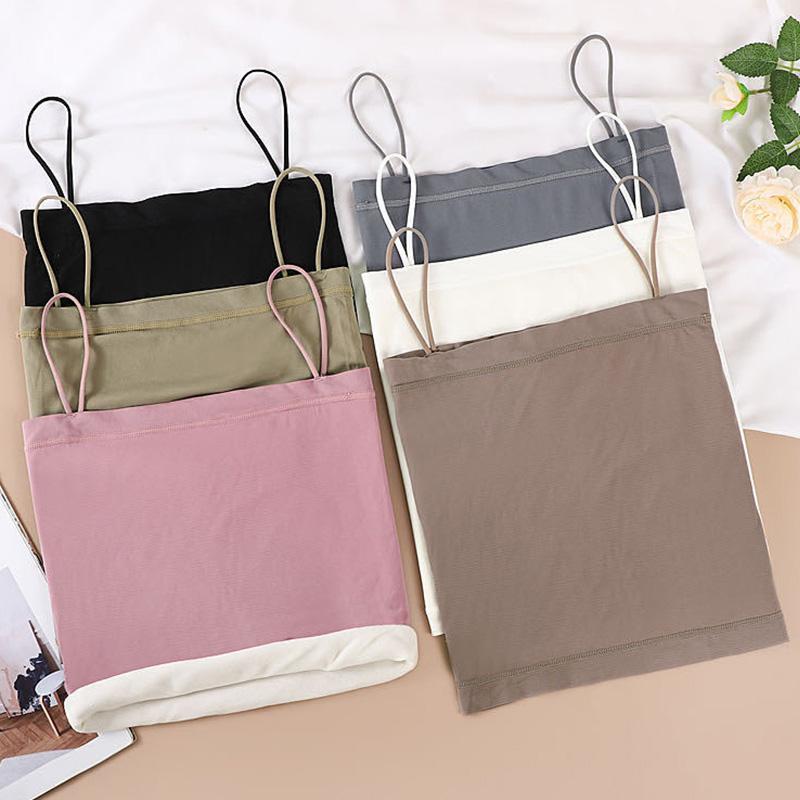 

Women Velvet Vest Plush Winter Thickened Wear Solid Color Thermal Underwear Camisole Warm Sling Vest Top Thermal Sling Vest