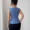 Women Minimalist V-Neck Sleeveless Slim Fit Blouse