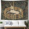Medieval Unicorn Tapestry Vintage Floral Wall Hanging Polyester Classic Art Decor for Bedroom Living Room