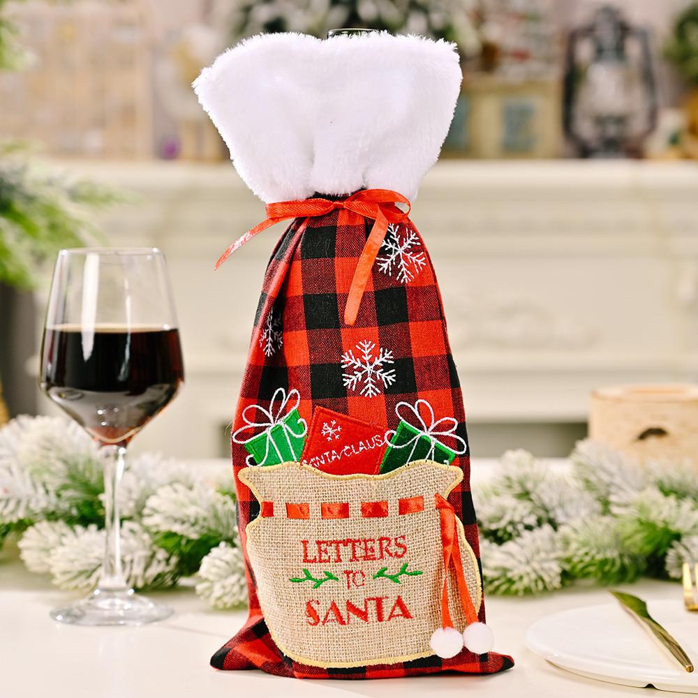 Christmas Plaid Stylish Wine Bottle Wraps In Eyecatching Red Black And Variants White