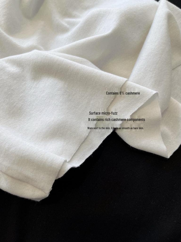 Women's Cashmere Semi-High Neck Long-Sleeve Slimming Top - Autumn/Winter Versatile Solid Color Innerwear