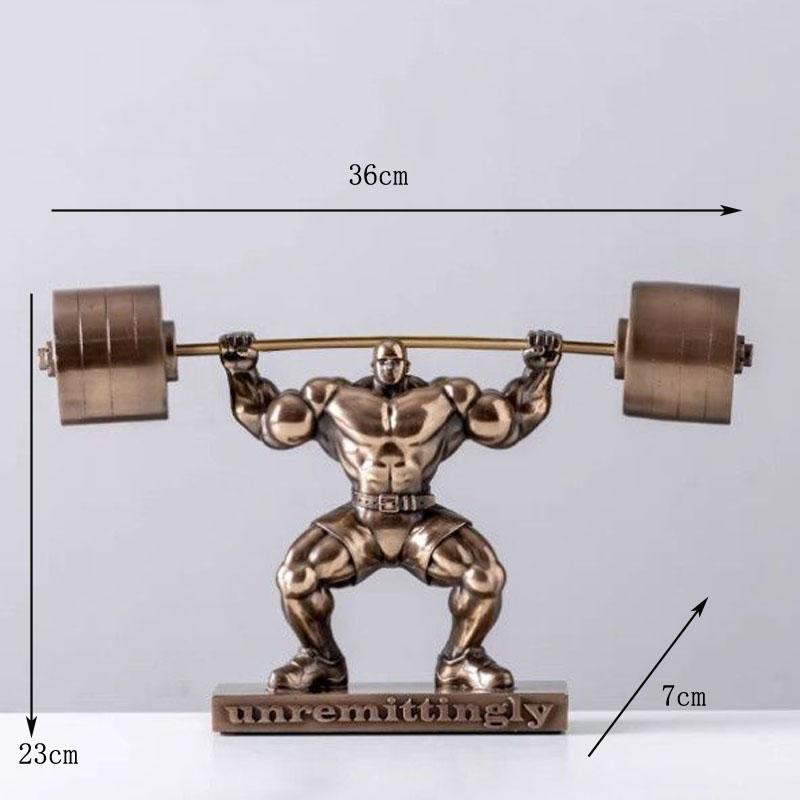 Muscle Man Weightlifting Bodybuilding Strongman Statue Resin Decoration Home Room Sculpture Ornaments Sports Gym Figurine Crafts