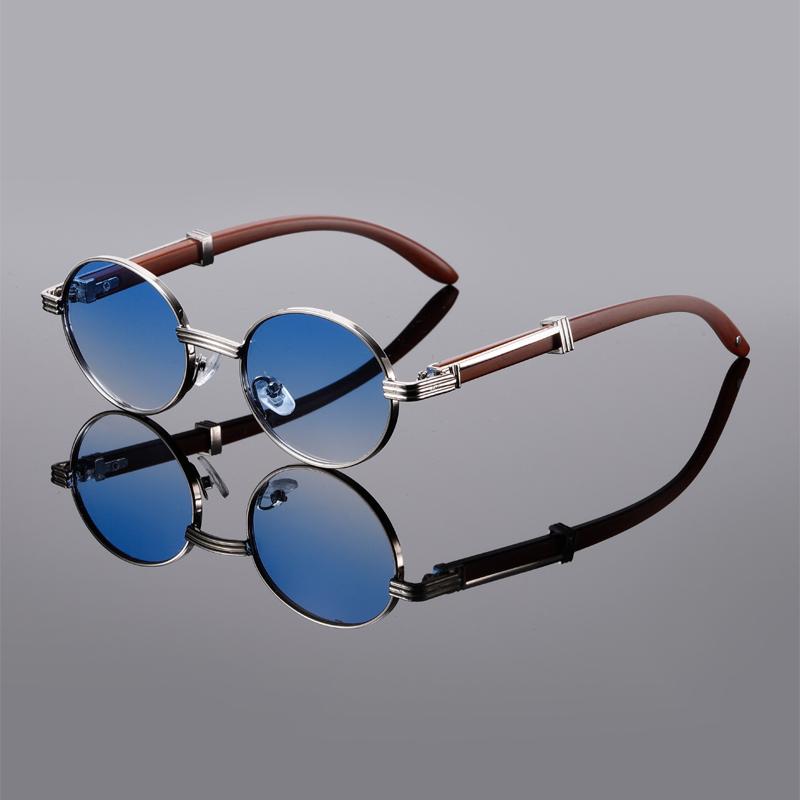 Vintage Oval Sunglasses Men Fashion Retro Metal Rim Gradient Casual Shades Women Trendy Luxury Brand Design Sun Glasses