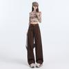Melard Coffee Curved Blade Women's Wide Leg High Waist Jeans - 2025 Autumn Loose Fit Floor Length.