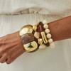 Salircon 4 Styles New Vintage Beige Coffee Resin Beaded Chain Bangle Bracelets Spliced Acrylic Bracelet for Women Ethnic Jewelry