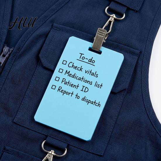 Badge Reel Memo Board 4Pcs Erasable for ID Badges Vertical Orientation Reusable Silicone Writing Pad Note with Lanyard Hole Waterproof Taking Hospital