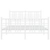 Metal Bed Frame with Headboard and Footboard White 120 X 190 Cm