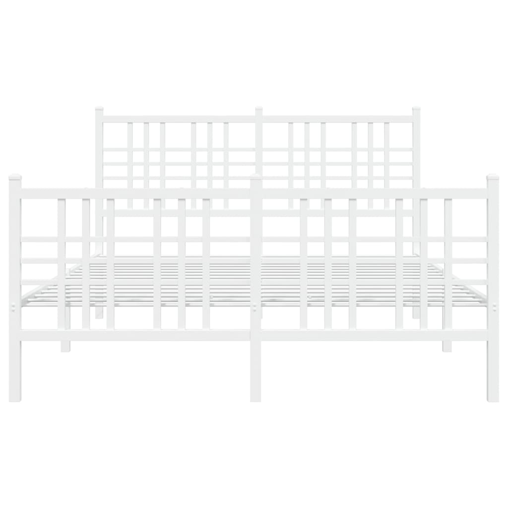 Metal Bed Frame with Headboard and Footboard White 120 X 190 Cm