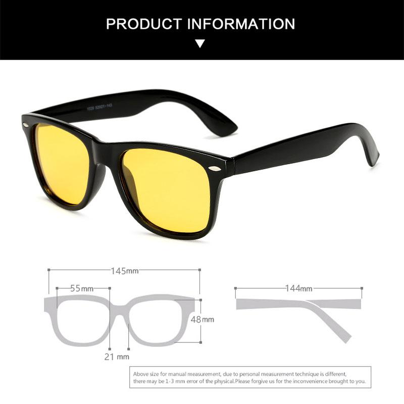 Classic Night Vision Glasses Men Square Polarized UV400 Yellow Sunglasses Women Driving Goggles