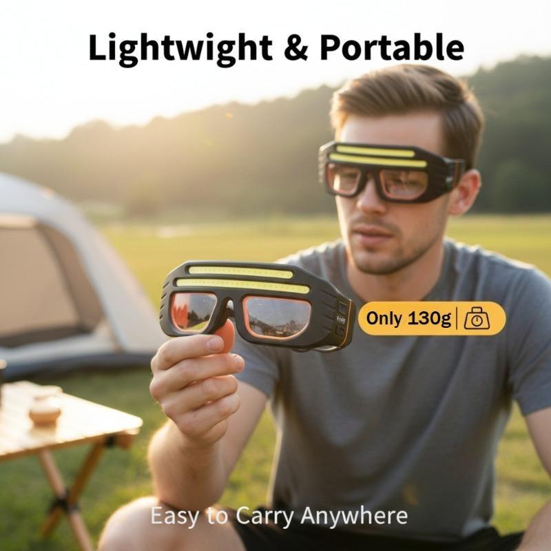 Multi Function 2 in 1 Glasses Goggle Light USB Type-C Rechargeable Touch Control Headlamp Compact Repair Work Emergency Lamp Hiking