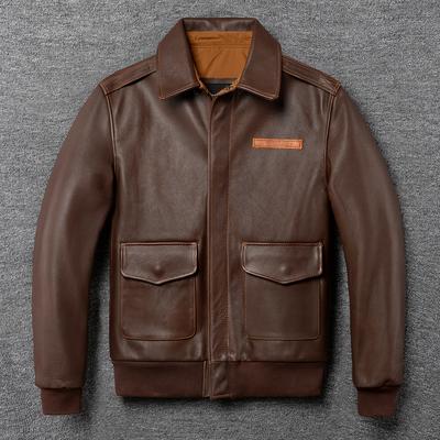 Jaqueta de Couro Masculina Couro Bovino Genuíno Macacão de Voo A2 Homem Aviador Jaqueta Bomber Homem Jaquetas de Couro de Couro Bovino Primavera Outono