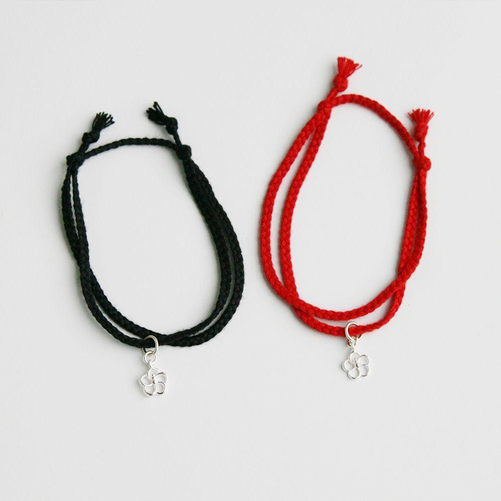 Infinite Wish String Silver 925 Bracelet Rose of Sharon Pendant