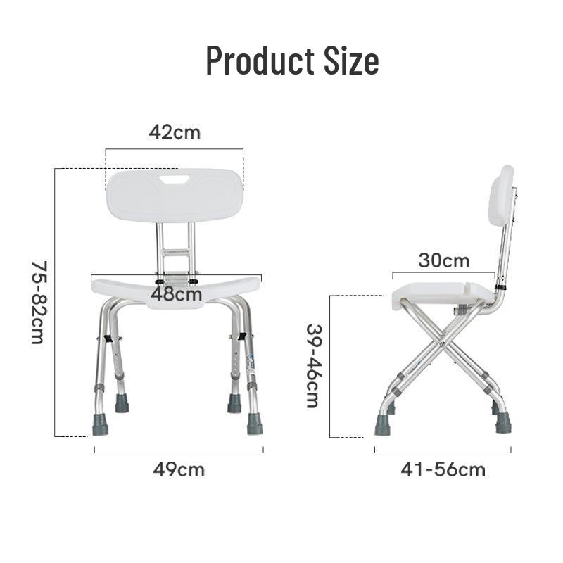 Foldable Non-Slip Bath Stool with Backrest for Elderly, Pregnant, or Shower Use.