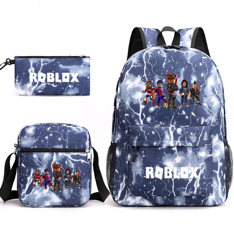 Large Capacity Schoolbag with Shoulder Strap; Student Three-piece Pencil Case Set